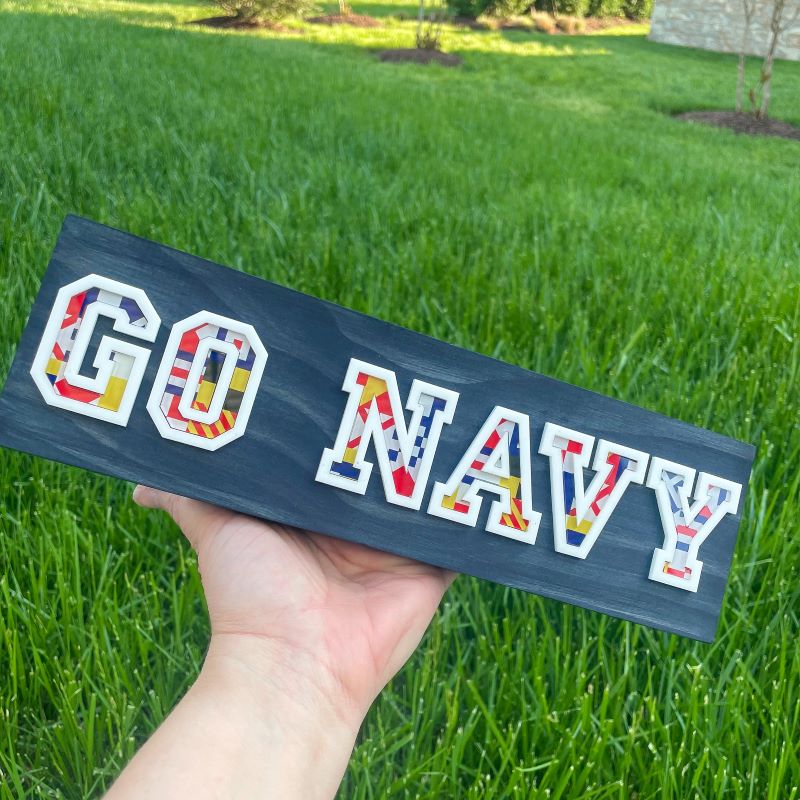 Customizable nautical flag sign go navy sign with nautical flags